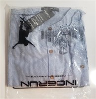 INCERUN STRIPPED DRESS SHIRT SIZE: LARGE