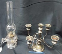 Antique Oil Lamp & Candleabra