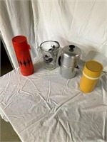 Coffee Pot And 2 Thermos's And Picture