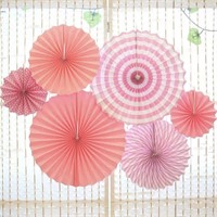 2 PKS Tissue Paper Fan, Paper Rosettes, Hanging