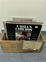 Crate of record albums LPs