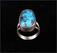 Navajo Stormy Mountain Turquoise Sterling Ring