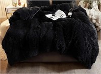 XEGE PLUSH SHAGGY DUVET COVER SET QUEEN SIZE