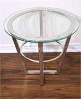 Brushed Stainless Glass Side / End Table