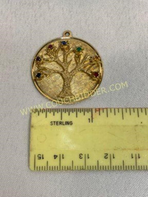 14K Gold Stamped Tree Charm