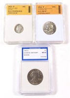 MIXED GRADED COIN LOT SILVER QUARTER SILVER DIME