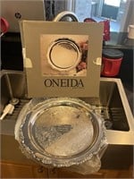 ondiea Round Tray Silver Plate 15'' NIB