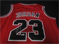 Michael Jordan signed red basketball jersey COA