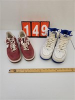 2 Pair Of Air Force 1 Shoes Red 9.5 White 10.5