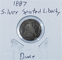 1887 Silver Seated Liberty Dime