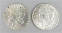 2 1921 90% Silver Morgan Dollars.