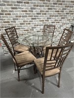 Glass and Iron Table with 5- Chairs