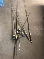 Group of fishing poles