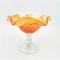 Marigold Carnival Glass Dessert Dish