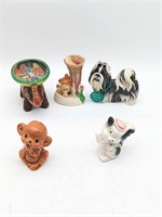Lot of 5 Animal Figurines Elephant Dog Etc.
