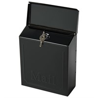 Black Metal Small Lockable Mailbox - Wall Mount