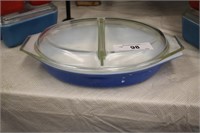 VINTAGE BLUE PYREX DISH WITH LID
