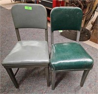Lot of 2 Green Industrial Office Chairs