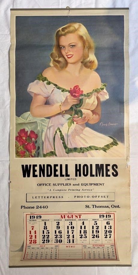 1949 Wendell Holmes Calendar St. Thomas Ontario