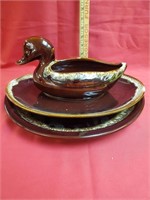 (2) Large Platters & Hull Duck Gravy Bowl