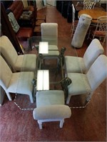 Glass top dining table with 6 chairs