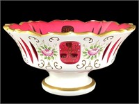Bohemian Overlay Cut-to-Cranberry Gilted Bowl
