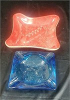 Large red ashtray and blue one too