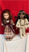 Brown plaid / Native American dolls