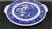 Blue Willow Tab Handled Cake Plate Royal Ironstone