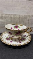 Shafford Hand Decorated Japan Footed Cup & Saucer