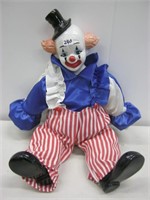 Porcelain & Cloth Clown (19 inches long)