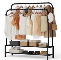 DOUBLE RODS PORTABLE CLOTHING RACK  58.6IN H X