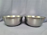 2 Large Stainless Steel Mixing Bowls