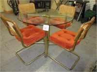 42" Round Glass Top Table w/ (4) Chairs