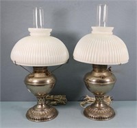 (2) Complete Electrified Oil Lamps