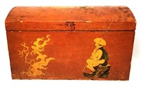 Asian Inspired Wooden Trunk with Tray
