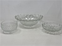 Whitehall glass three toed serving bowl with