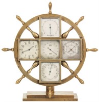 Brass 5 Dial Ships Helm Desk Clock