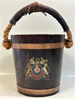NICE SOLID OAK FIRE BUCKET WITH CREST