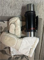 Thermos and Leather Mitts