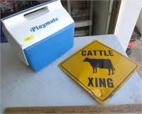 Playmate cooler, Cattle Xing sign