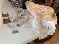 Doilies and tiny tea cup items