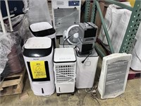ASSORTED PIECES - 4 AIR COOLERS, AIR FILTERS, FAN,