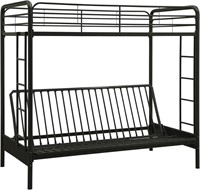 DHP Sammie Twin over Futon Metal Bunk Bed  Black