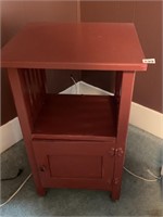 WOODEN RED PAINTED NIGHTSTAND WITH DOOR, 30" X