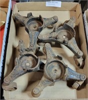 4 ANTIQUE FURNITURE LEG CASTER WHEELS