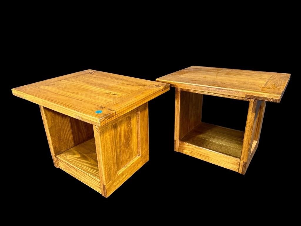 2 PINE THIS END UP TABLES