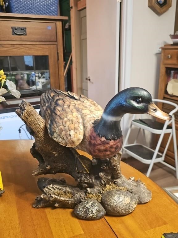 Vintage Porcelain Wood Duck Statue On Branch