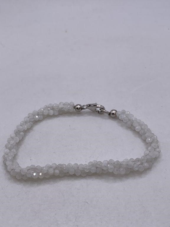 NEW STERLING SILVER RAINBOW MOONSTONE BRACELET