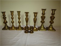 9 Brass Candle Stick Holders Tallest is 9"